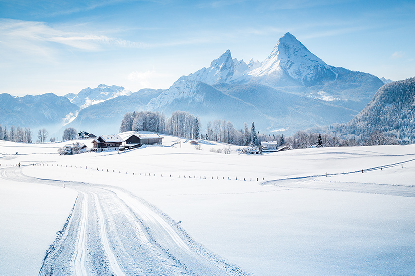 Blick auf die Schneelandschaft am Watzmann