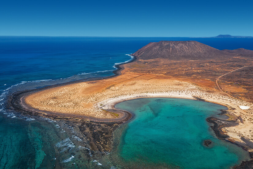 Isla de Lobos mit der Playa de las Conchas