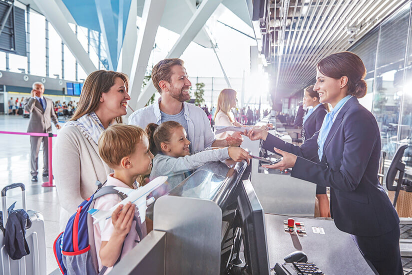 Flughafen Familie Check in