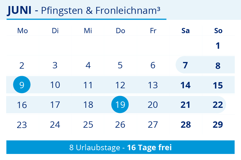 Brueckentage 2025 Pfingsten Fronleichnam