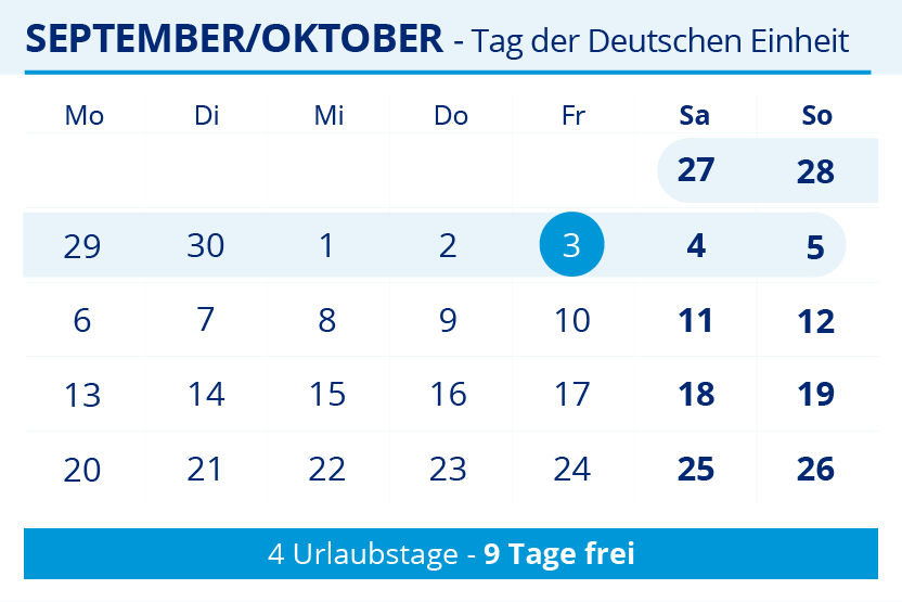 Brueckentage 2025 Tag der Deutschen Einheit