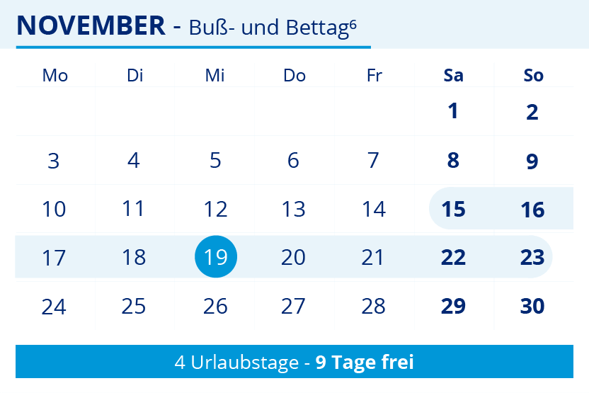 Brueckentage 2025 Buss und Bettag